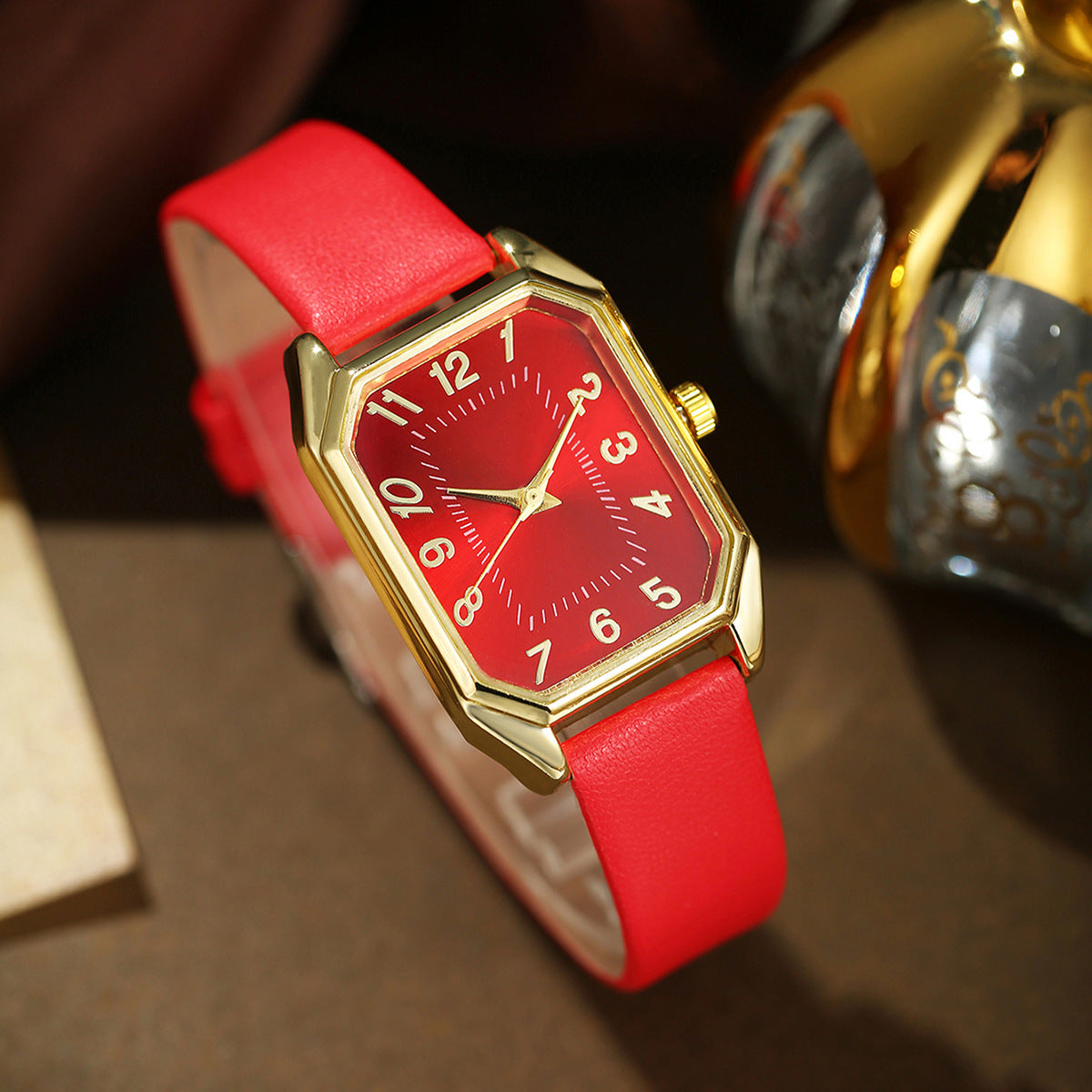 Quartz Watch Korean Necklace Earrings Ring Set