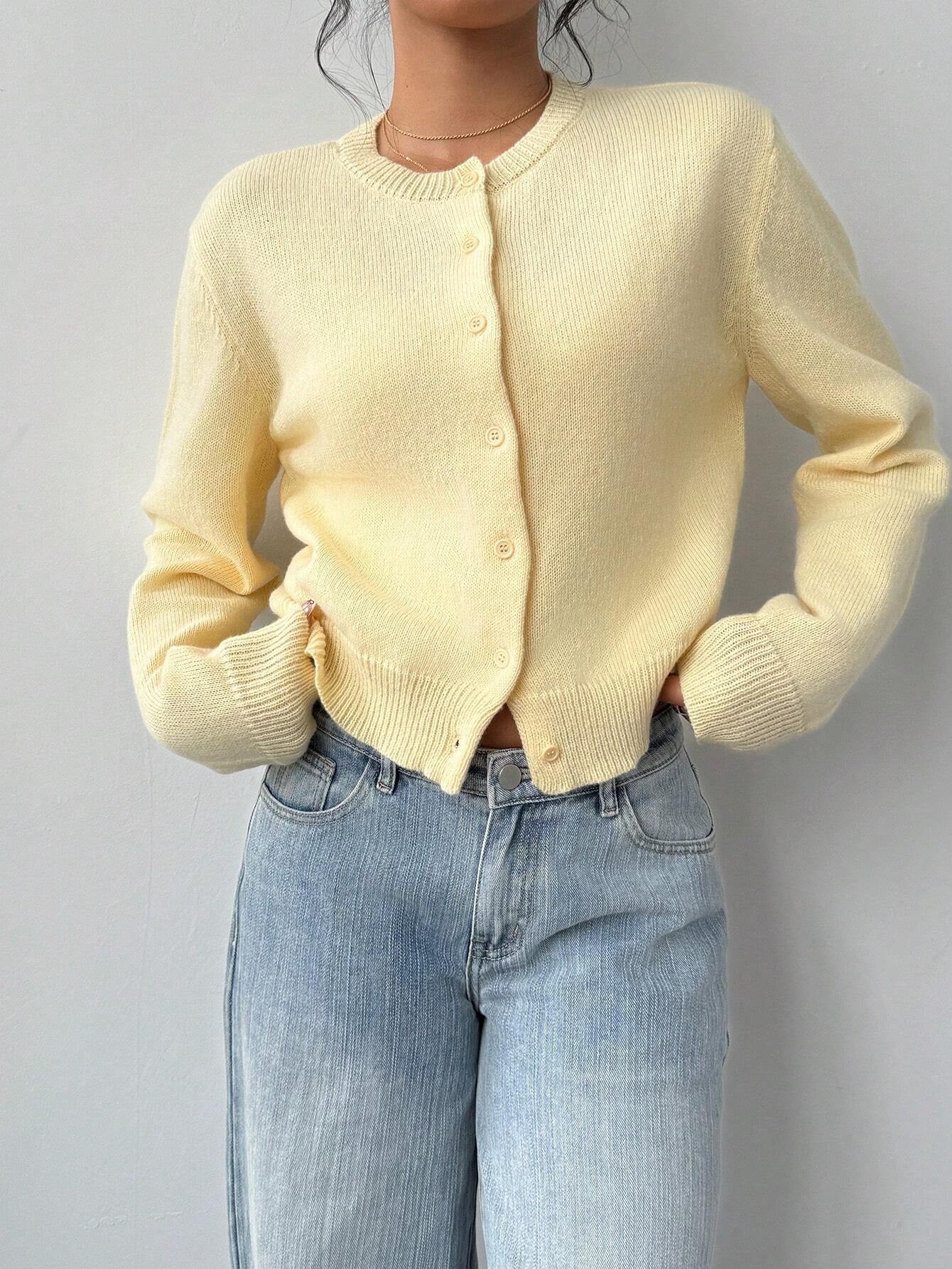 Fashion Slim Solid Color Short Sweater For Women