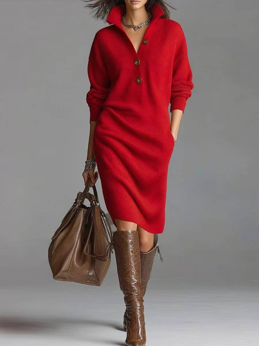Long-sleeved Sweater Dress