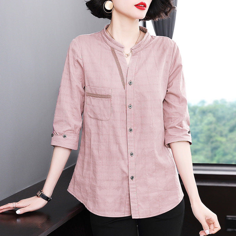 Women's Three Quarter Sleeve Cotton Shirt