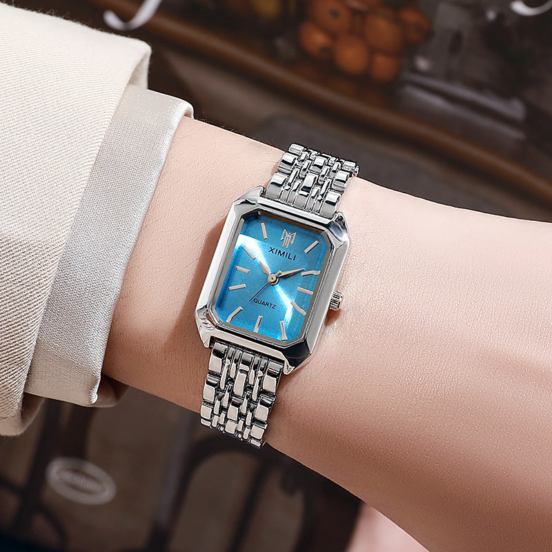Fashion Simple Square Steel Strap Watch
