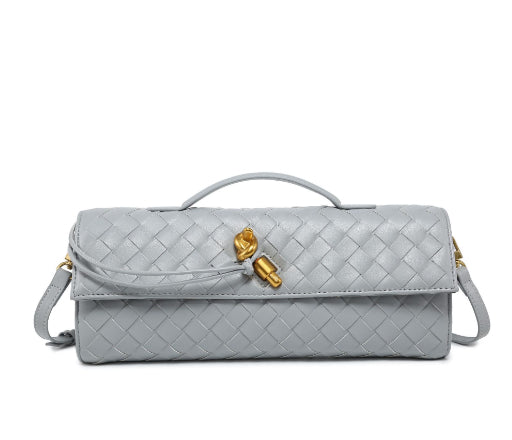 Woven Genuine Leather Crossbody Clutch Bag