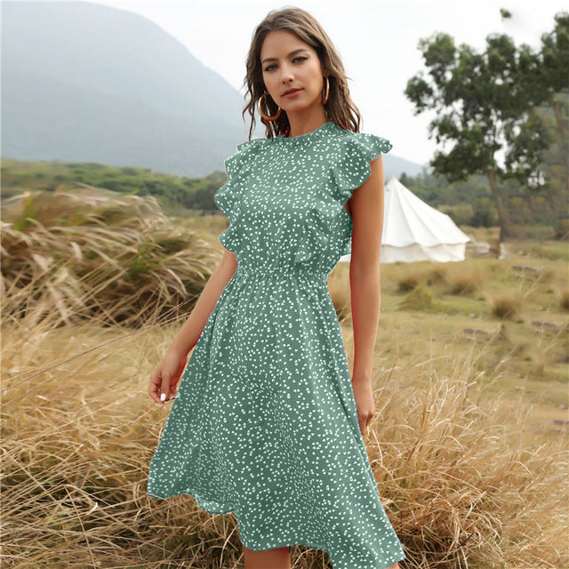 Women’s Summer Chiffon Polka Dot Maxi Dress