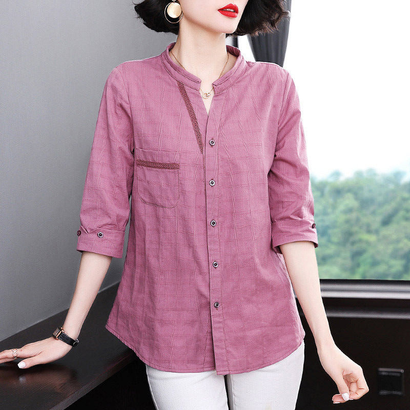 Women's Three Quarter Sleeve Cotton Shirt