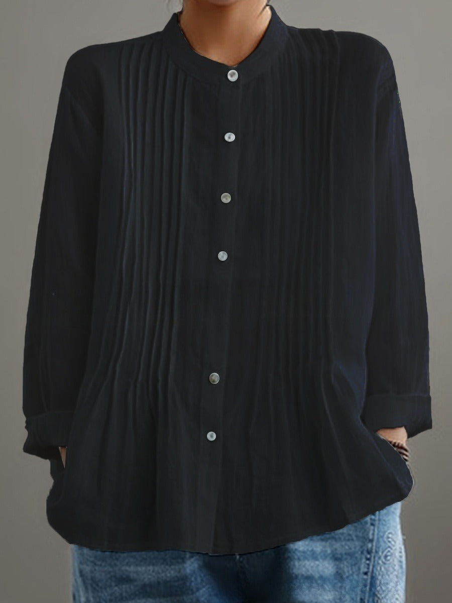 Women's Casual Long-sleeved Pleated Shirt