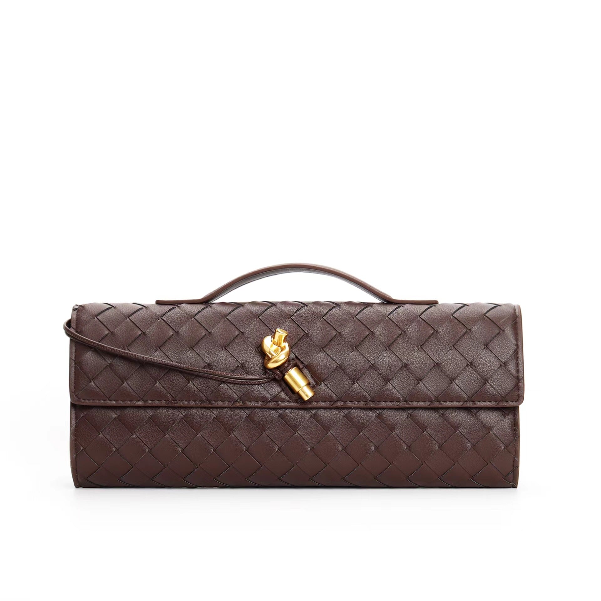 Woven Genuine Leather Crossbody Clutch Bag