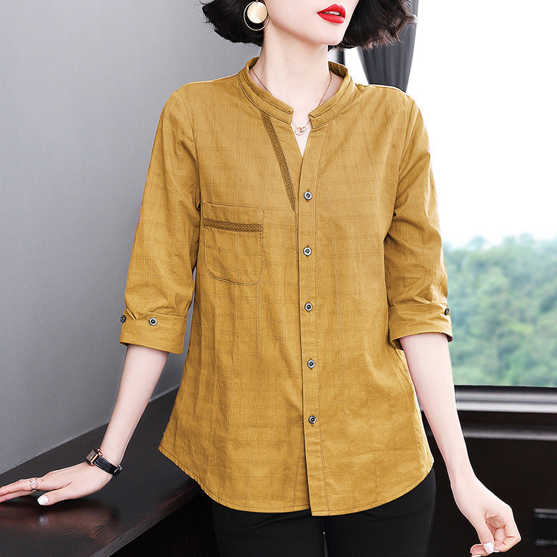 Women's Three Quarter Sleeve Cotton Shirt