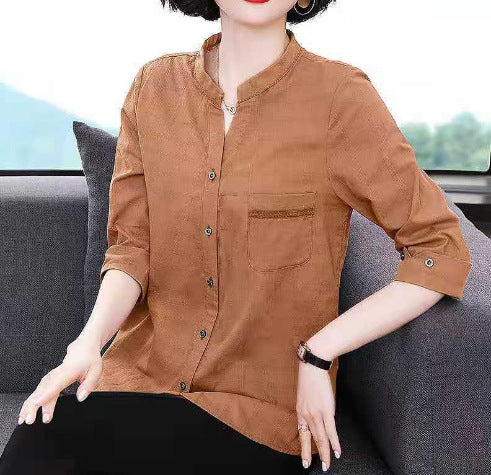 Women's Three Quarter Sleeve Cotton Shirt