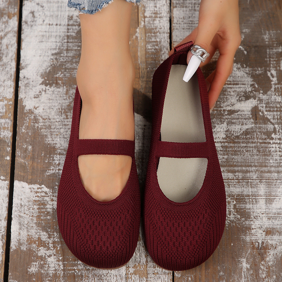 Breathable Plus Size Low-Top Flat Pumps