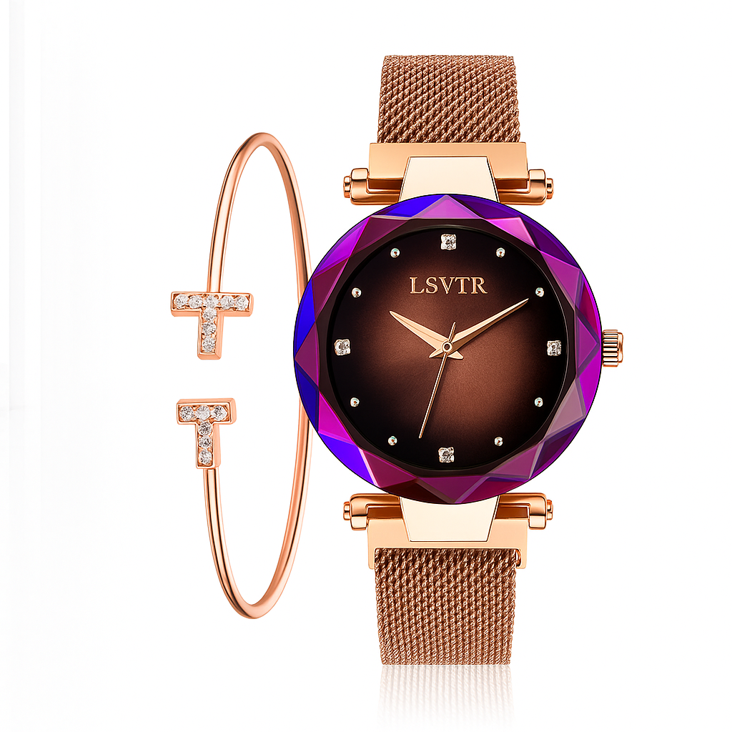 🌌✨ Galaxy Glow Rose Watch 💖🕰️