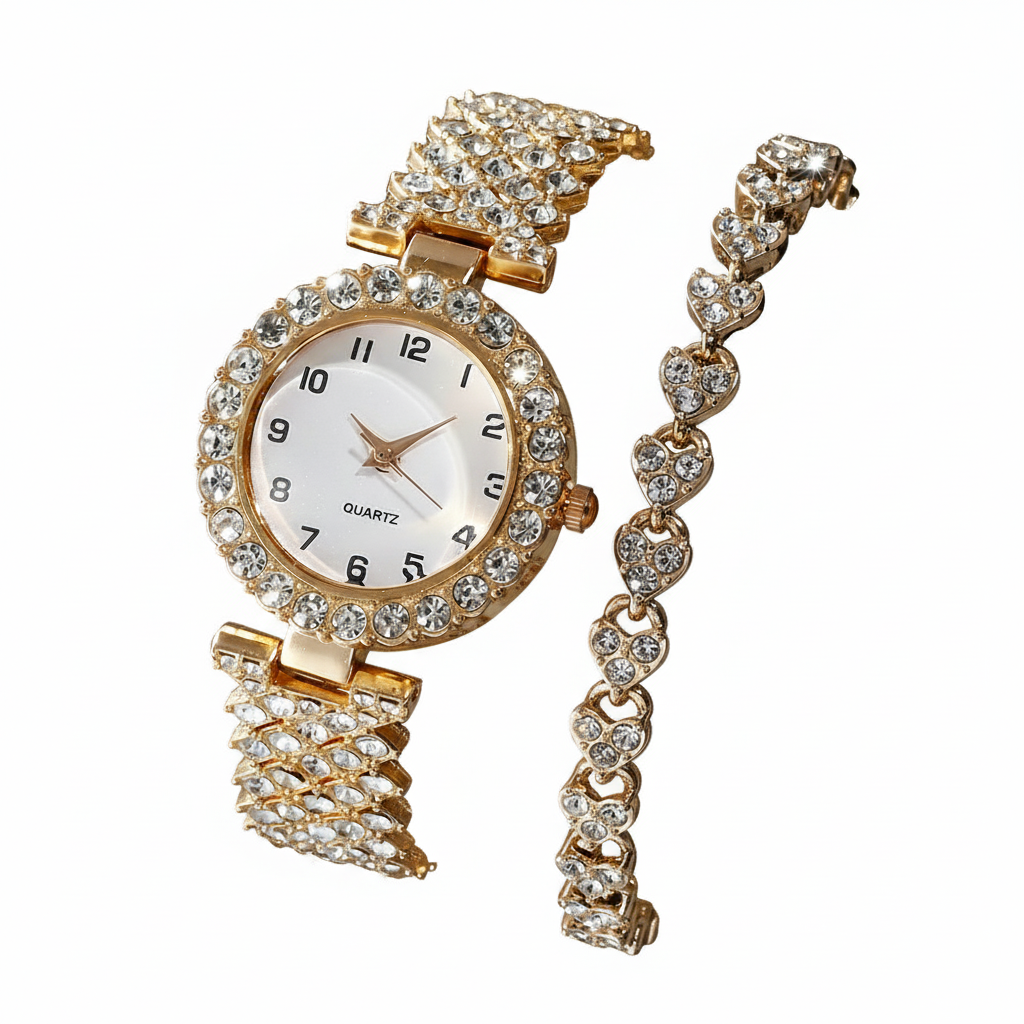 💎⌚ Glamora™ Luxury Watch & Bracelet Set ✨