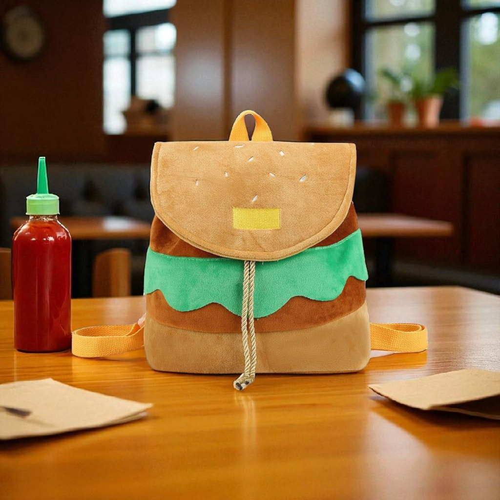 Cute Hamburger Plush Backpack