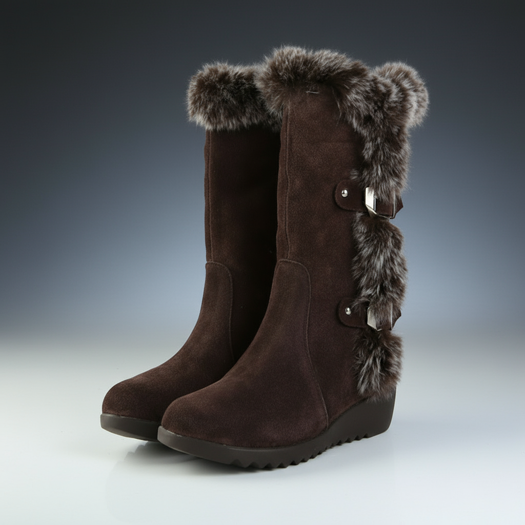 ⭐ Cozy Brown Winter Fur Boots